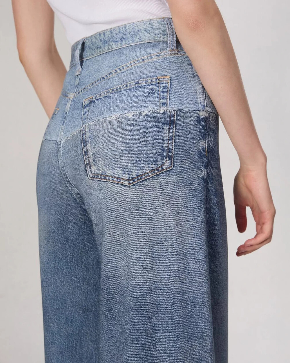 rag & bone Miramar Sofie Wide Leg Pants Two‑Tone Spliced Size 28